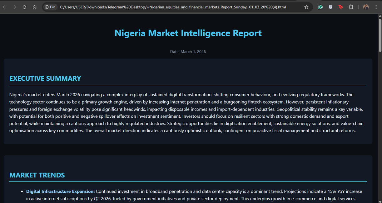 Report Output: Nigeria Financial Intelligence Report